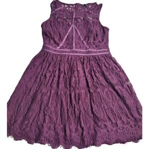 2773 Lily Rose Juniors‎ Sleeveless Purple Lace Dress Large